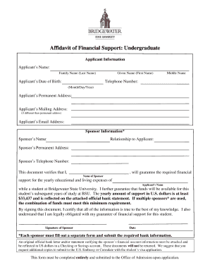 Affidavit of Financial Support