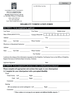 Disability Verification Form