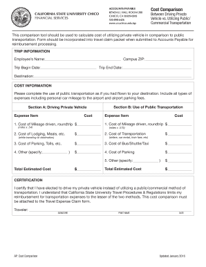 California State University Travel Cost Comparison