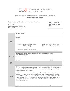 Request for Student's Taxpayer Identification Number