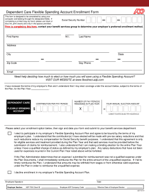 Dependent Care Flexible Spending Account Enrollment Form