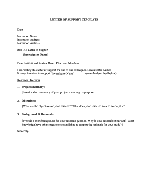 Letter of Support Template