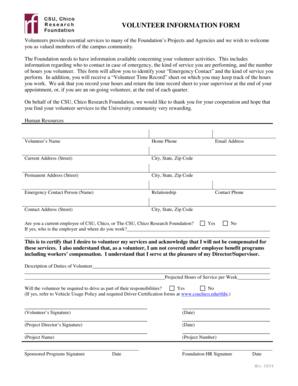 Volunteer Information Form