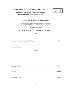 California State University Thesis Approval Form