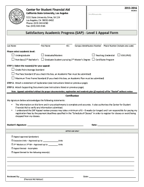Satisfactory Academic Progress Appeal Form