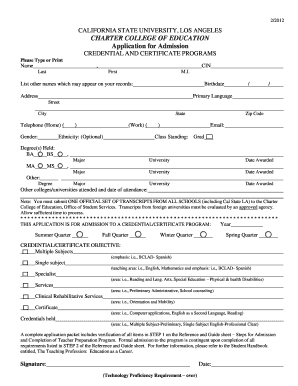 California State University Admission Application