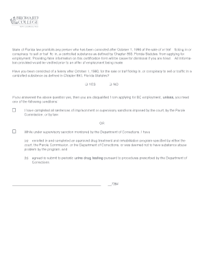 Florida Pre-Employment Felony Certification Form