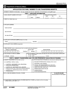 VA Form 22-1990E Application for Family Member to Use Transferred Benefits
