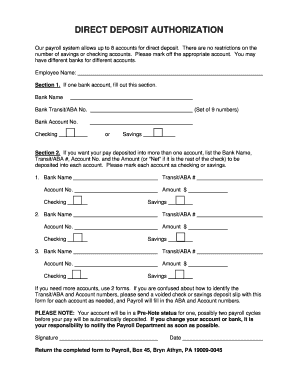 Direct Deposit Authorization Form