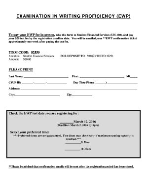 CSUF EWP Registration Form