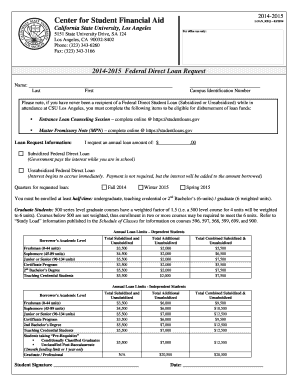 2014-2015 Federal Direct Loan Request