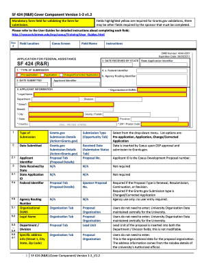 SF 424 (R&R) Cover Component Form