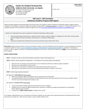 Satisfactory Academic Progress Appeal Form