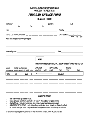 California State University Program Change Form