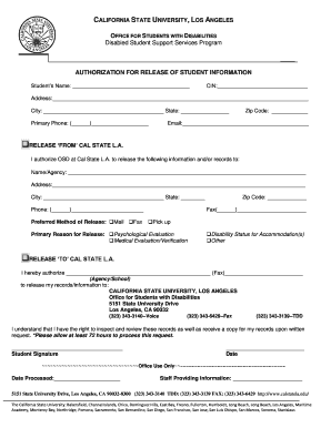 Authorization for Release of Student Information