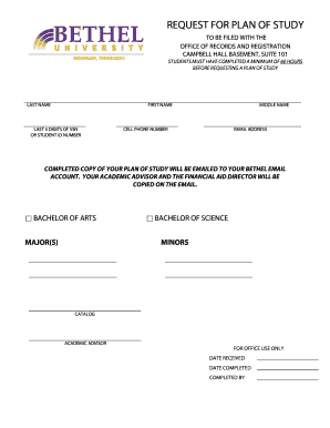 Plan of Study Request Form