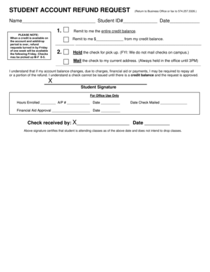 Student Account Refund Request Form