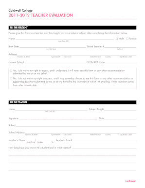 Teacher Evaluation Form