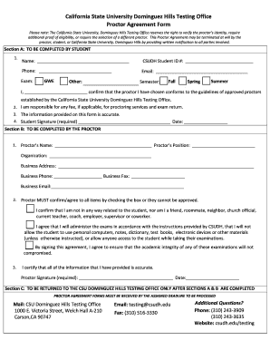 California State University Proctor Agreement Form