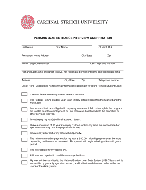 Perkins Loan Entrance Interview Confirmation
