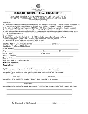 Request for Unofficial Transcripts