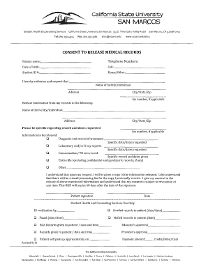California State University Medical Records Release Form