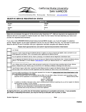 Selective Service Registration Status Form