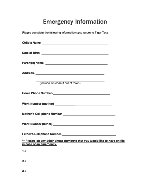 Emergency Information Form