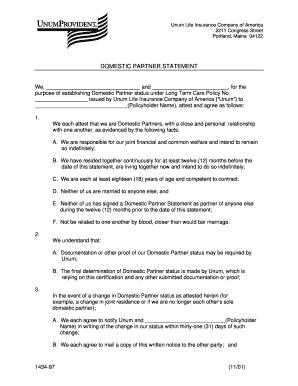 Domestic Partner Statement