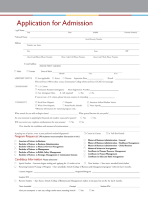 Undergraduate Admission Application