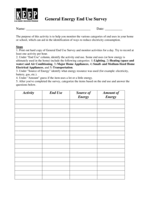 General Energy End Use Survey