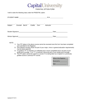 Pass/Fail Option Form