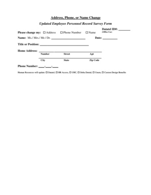 Employee Personnel Record Survey Form