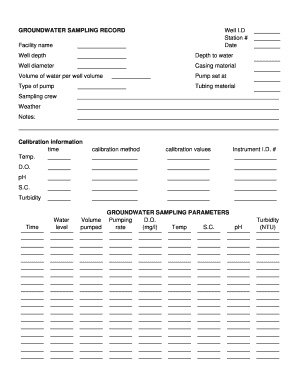 Groundwater Sampling Record