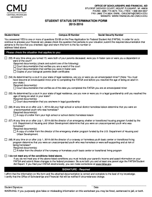 Student Status Determination Form