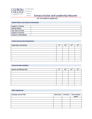 Extracurricular and Leadership Resume