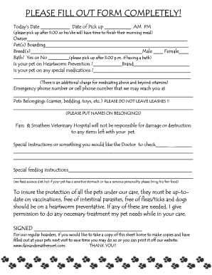 Pet Boarding Form