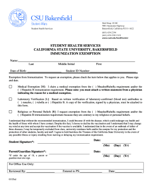 California Immunization Exemption Form