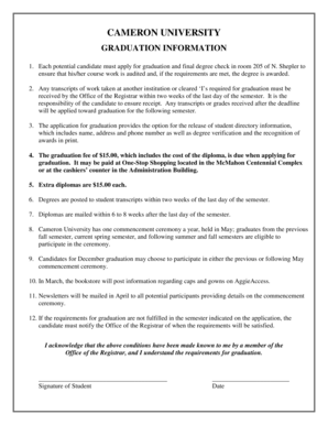 Cameron University Graduation Application