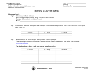 Planning a Search Strategy Form