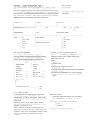 Portfolio Information Form