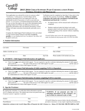 Child Support Paid Certification Form