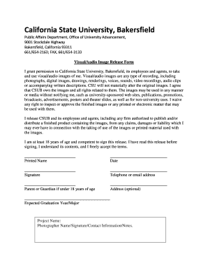 California State University Visual Audio Image Release Form