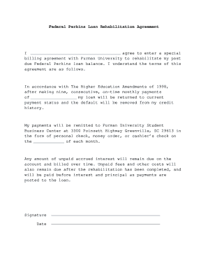 Federal Perkins Loan Rehabilitation Agreement