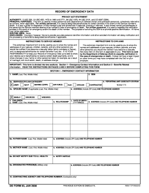 US Military Emergency Data Form