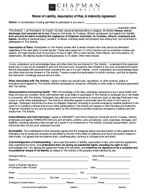 Waiver of Liability for Chapman University Activities