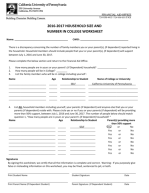 2016-2017 Household Size and Number in College Worksheet