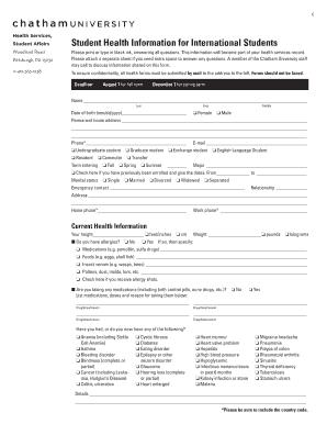 Student Health Information Form