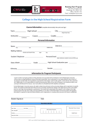 College in the High School Registration Form