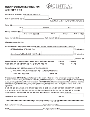 Library Borrower Application Form